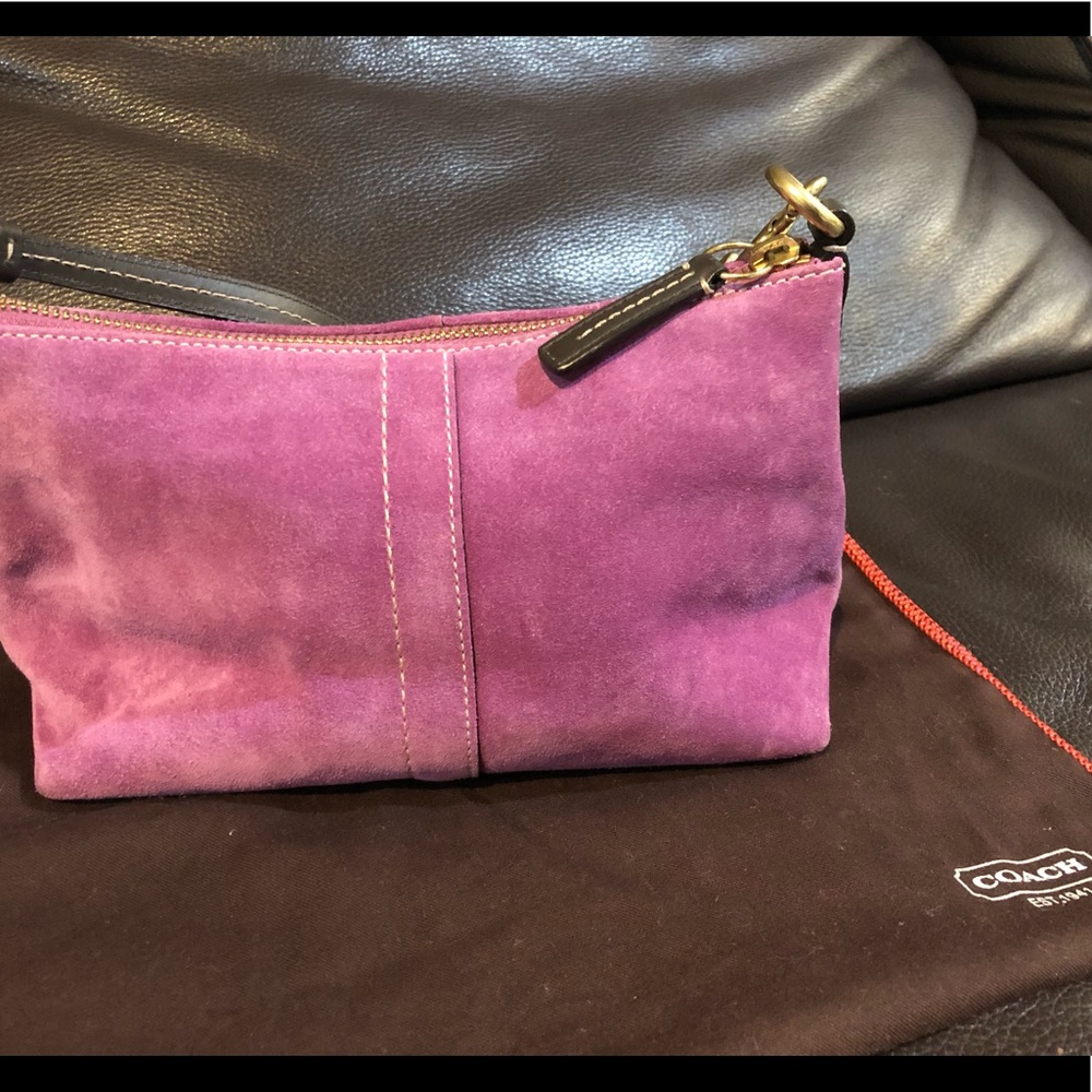 COACH pink suede small purse